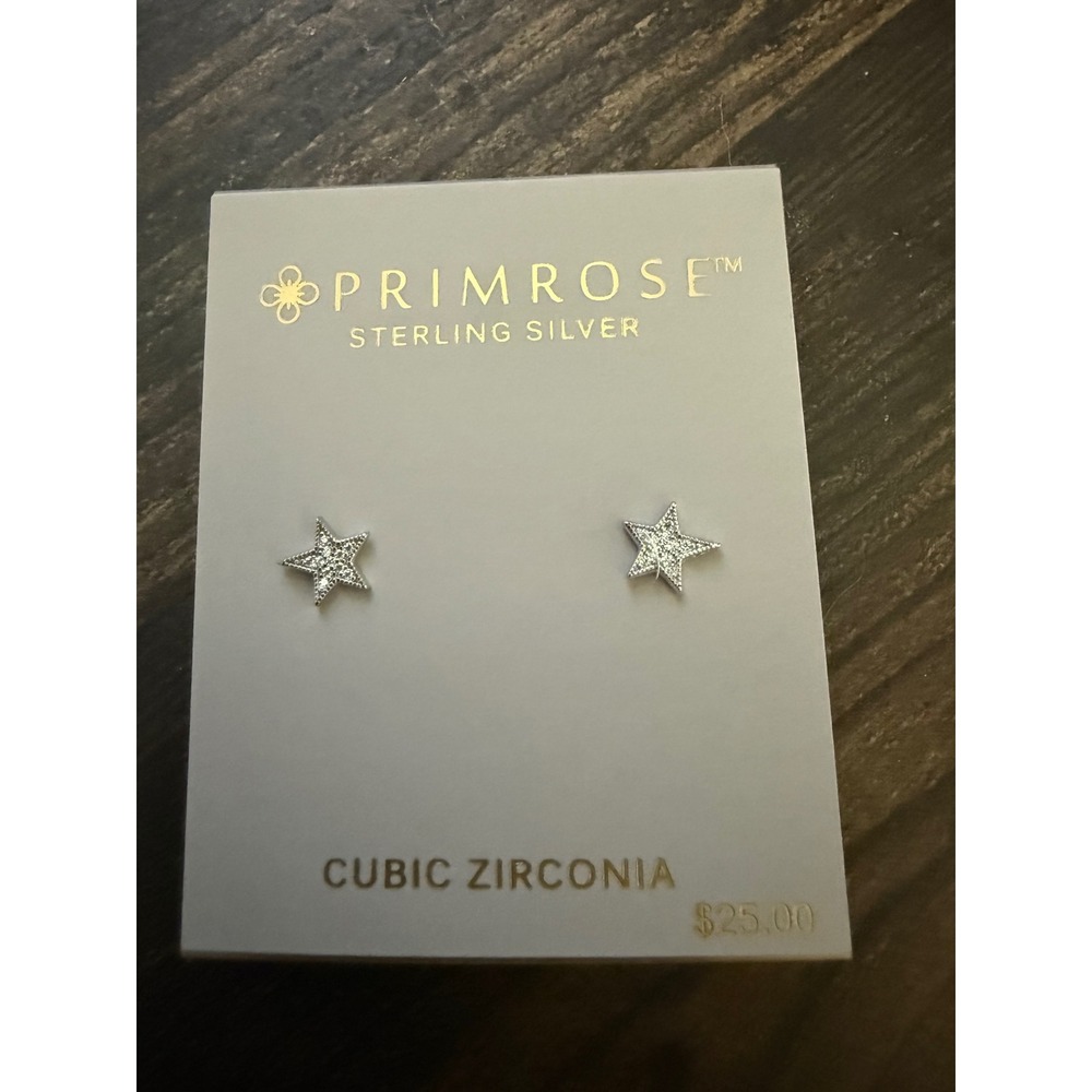 Primrose Sterling Silver Cubic Zirconia Star Stud Earrings E6632CZ Silver